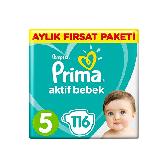 Prima Pampers Bebek Bezi Aktif Bebek Aylık Paket Junior 5 No 116 Lı Bebek Bezi Fiyatı
