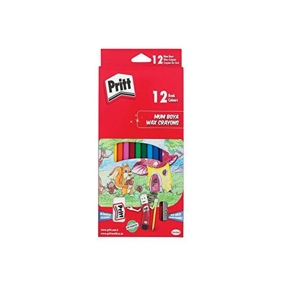 Pritt 12'li Pastel Mum Boya Kalemtıraş Ve Silgi Hediyeli Pastel Boya Fiyatı