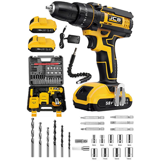 ProJCB Plus American Spark 58 V 8 Ah Darbeli Metal Şanzuman Samsung Çift Akülü Vidalama Matkap + Usta Set Matkaplar Fiyatı