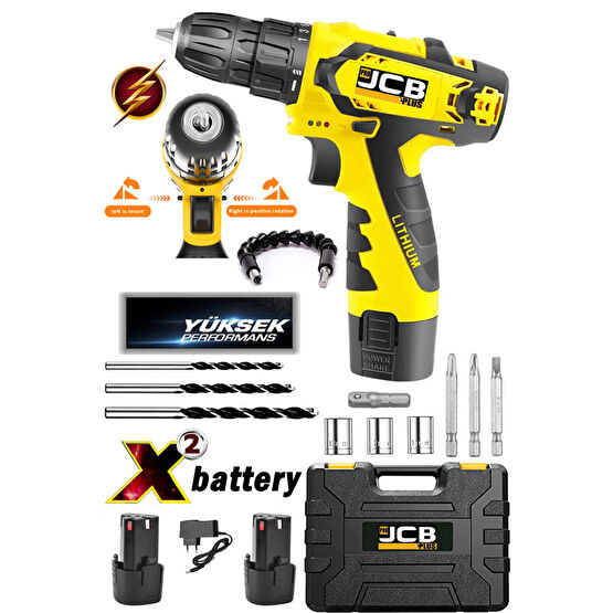 ProJCB Plus Germany 128 Vf Jsr 1800 Li Professıonel Yeni Nesil Akülü Vidalama Matkap 10 Pcs Uzman Set Akülü Vidalama Makinesi Fiyatı