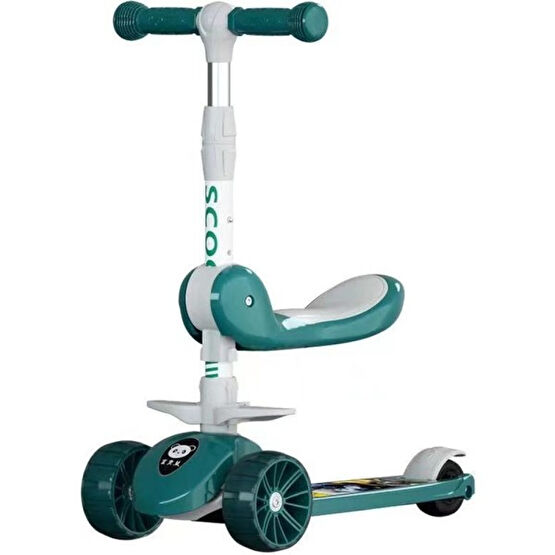 PVC Çocuk Scooter Üç Tekerlekli Genişletilmiş Tekerlek Müzikli Katlanır Scooter (Yurt Dışından) - Yeşil Pedallı Araçlar Fiyatı