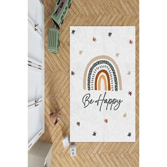 Qatalina Dijital Baskılı Yıkanabilir Mutlu Ol Desenlı Çocuk Odası Halısı -9000,GRDC9000 - 40 x 40 cm - Renkli Salon Halısı Fiyatı