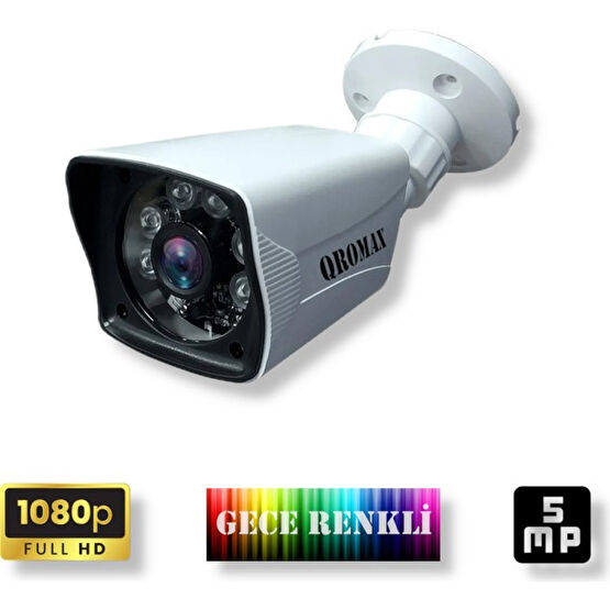 QROMAX GECE RENKLİ GÖSTEREN 6 WARM LED 5 MP SONY LENSLİ 1080P FULL HD GÜVENLİK KAMERASI 906w Güvenlik Sistemi Kayıt Cihazı Fiyatı
