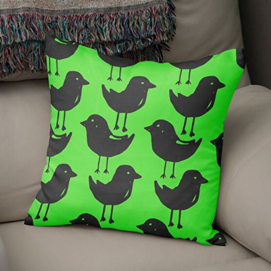 Questo Casa Dekoratif Yastık Kılıfı Neon Yeşili ve Füme, Oturma Odası, Kanepe, Yatak Odası İçin Dekoratif Kırlent Kılıfı, Boyut: 43 x 43 cm. - Renkli Kırlent / Mobilya Yastığı Fiyatı