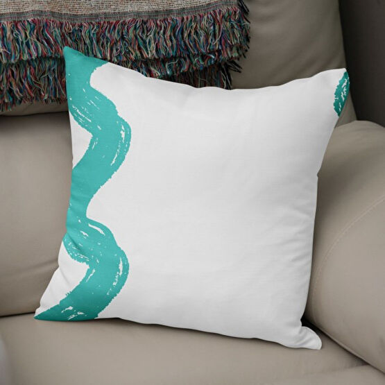 Questo Casa Dekoratif Yastık Kılıfı Turkuaz & Beyaz, Oturma Odası, Kanepe, Yatak Odası İçin Dekoratif Kırlent Kılıfı, Boyut: 43 x 43 cm. - 43 x 43 cm Kırlent / Mobilya Yastığı Fiyatı