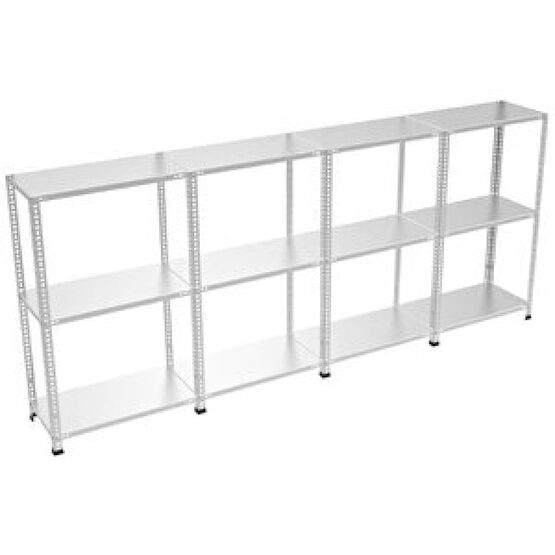 Rafburada ® 3 Katlı 4'lü Bitişik Galvaniz Çelik Raf. Depo, Dosya, Arşiv Rafı 31x60-0.70 Mm-50 Cm İşçi Dolapları Fiyatı