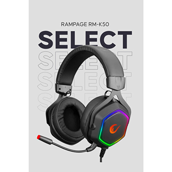 Rampage Rm-k50 Select Siyah Usb 7.1 Rgb Ledli Gaming Oyuncu Mikrofonlu Kulaklık