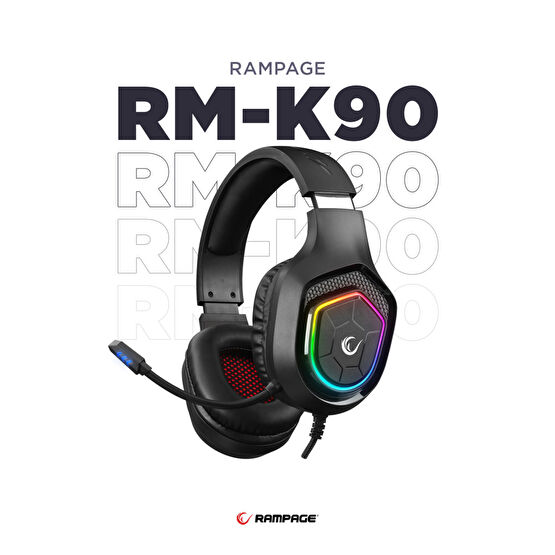 Rampage Rm-k90 Vector Siyah Rgb Led 3.5mm Gaming Mikrofonlu Oyuncu Kulaklığı Oyuncu Kulaklıkları Fiyatı