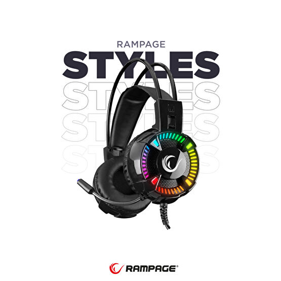 Rampage Styles Siyah Usb 7.1 Rgb Ledli Gaming Oyuncu Mikrofonlu Kulaklık Oyuncu Kulaklıkları Fiyatı