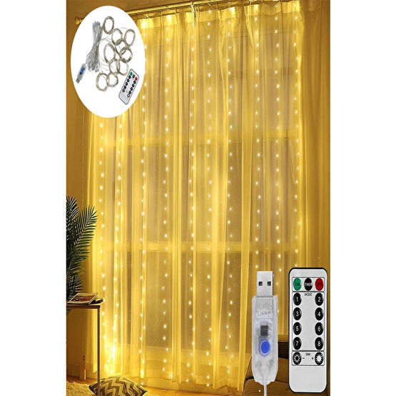 Reidan Led 3mx3m ( 300ledli ) Kumandalı 8 Fonksiyon Usb Perde Peri Led Işık Düğün Parti Için Ev Yatak Odası Yaş Günü & Parti Fiyatı