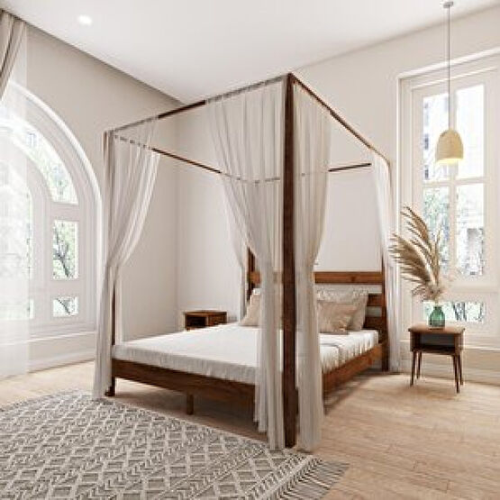 Renazzo Mobilya  Natura Model Cibinlikli Ceviz Renk Çam Ahşap Karyola Ve İki Komodin Set 160x200 cm Karyola Fiyatı