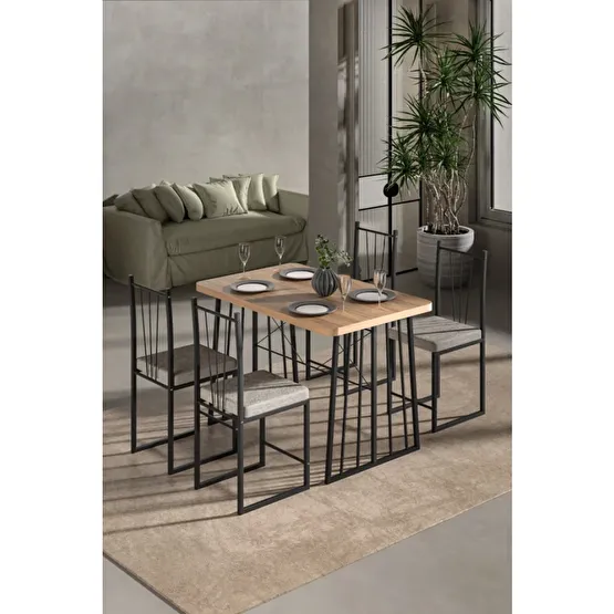 Retodesign Minderli Star 4 Kisilik Masa Takimi Yemek Odası Takımı / Seti Fiyatı