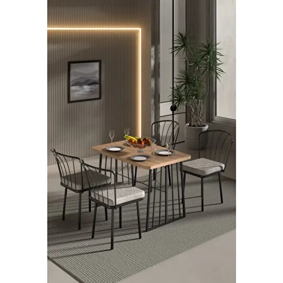 Retodesign Minderli Star Masa Ve 4 Adet Gunes Sandalyeli Takim Yemek Odası Takımı / Seti Fiyatı