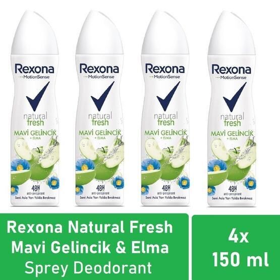 Rexona Natural Fresh Mavi Gelincik Elma 4x150 ml Kadın Deodorant