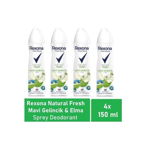 Rexona Natural Fresh Mavi Gelincik Elma 4x150 ml Kadın Deodorant