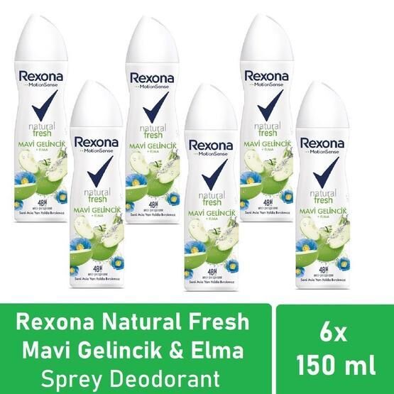 Rexona Natural Fresh Mavi Gelincik ve Elma 6x150 ml Kadın Deodorant