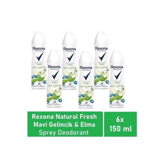 Rexona Natural Fresh Mavi Gelincik ve Elma 6x150 ml Kadın Deodorant