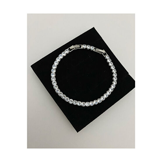 RF Jewelry Gümüş Pırlanta Montür Ithal Su Yolu Bileklik 4mm 17 cm Beden Gümüş Bilezik Fiyatı