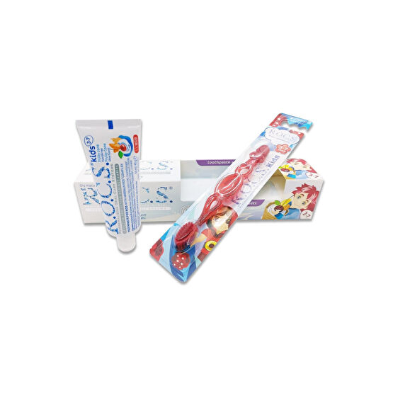 R.O.C.S. Rocs Kids 3-7 Yaş Meyve Külahı 35 Ml Diş Macunu Ve Fırçası Seti Kırmızı Bebek Diş Macunu Fiyatı