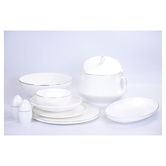Roy King Silver Thin 55 Parça 12 Kişilik Bone China Porselen Yemek Takımı Dsn049 Elektrikli Mutfak Aletleri Çeyiz Setleri Fiyatı