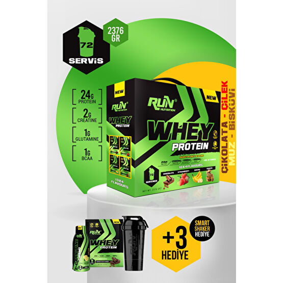 Run Nutrition Whey Protein - 72 Adet - 4 Aromalı - 2376g - Hediyeli Protein Tozları Fiyatı