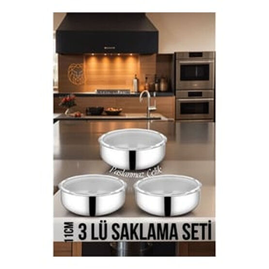 Saklama kabı 3 lü Saklama Kabı Seti 11 cm Paslanmaz Çelik Endüstriyel Mutfak Ekipmanları Fiyatı