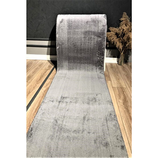 Sarar Lüx Post Peluş Kesme Halı Yolluk Kaymaz Taban Yıkanabilir Pofuduk Antrasit 80 x 225 Beden Yolluk Fiyatı