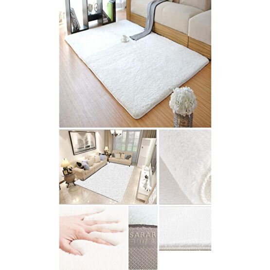 Sarar Post Halı. Peluş Halı Yolluk. Beyaz Kaymaz Tabana Sahiptir. Makinede Yıkanabilir. 200 x 450 Beden Kilim Fiyatı