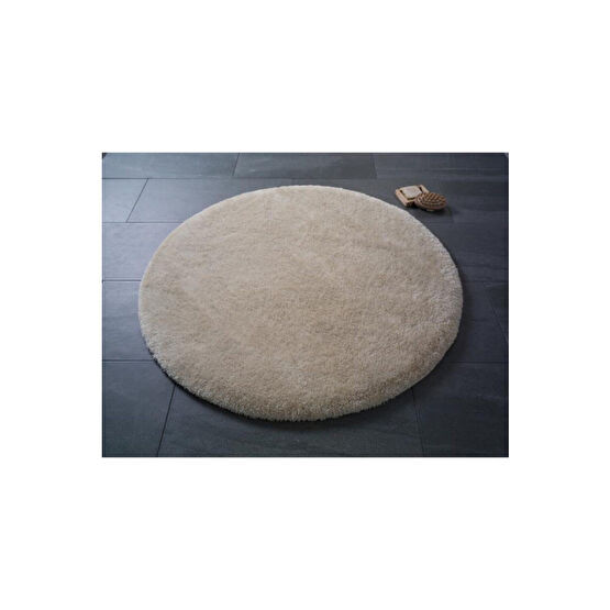 Sarar Yuvarlak Düz Renk Açık Bej Peluş Post Kaydırmaz Jel Taban Halı Peluş 150 x 150 Beden Yolluk Fiyatı