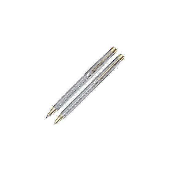 Scrikss 722w 3'lü Balıksırtı Desenli Gold-krom Dolma Kalem & Tükenmez Kalem & Versatil Kalem Seti