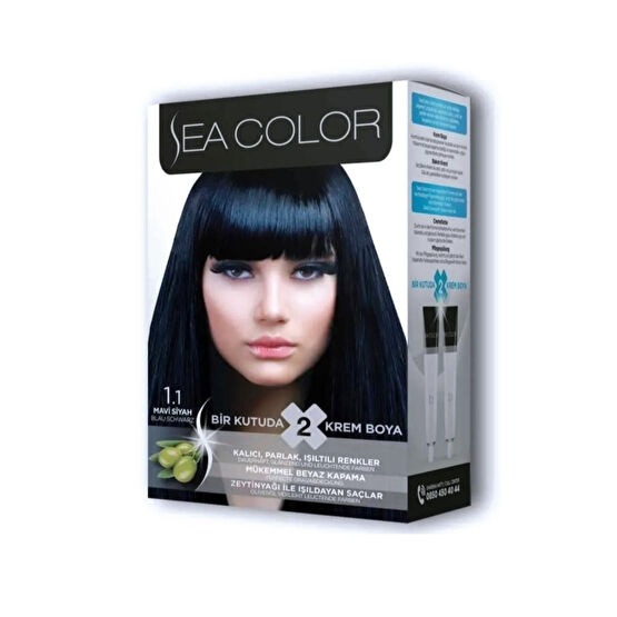 Sea Color 2li Krem Saç Boyası 1/1 Mavi Siyah 2 Set