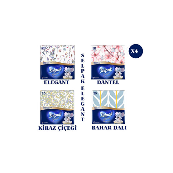 Selpak Deluxe Elegant Design Desenli Peçete 4 Paket Peçete Fiyatı