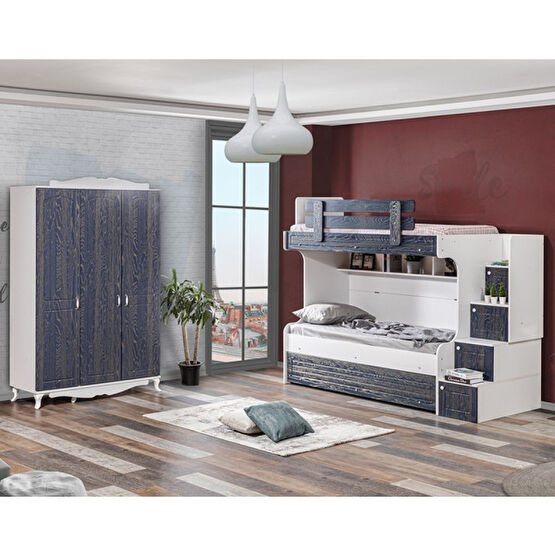 Setay Ranza Aslı Ranza Yavrulu 3 Lü Ranza  3 Kapaklı Dolap - Lacivert - 90 x 190 cm Ranza Fiyatı
