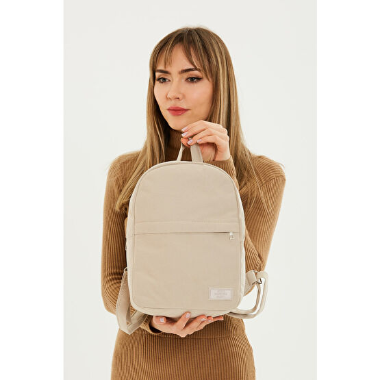 SHAKA Krem Shk40 2 Bölmeli Ayarlanabilir Askılı Kanvas Kumaş Unisex Günlük Spor Sırt Çantası U:33 E:23 G:1