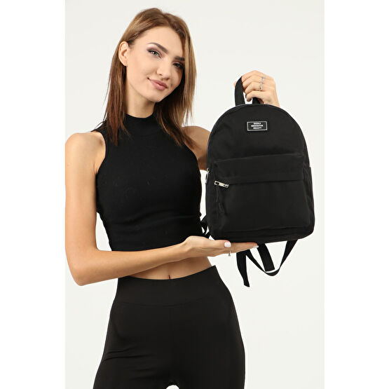 SHAKA Siyah U21 Fermuarlı 2 Bölmeli Ön Cep Detaylı Kanvas Kumaş Unisex Sırt Çantası U:32 Cm E:24 Cm G:11 C Unisex Sırt Çantası Fiyatı