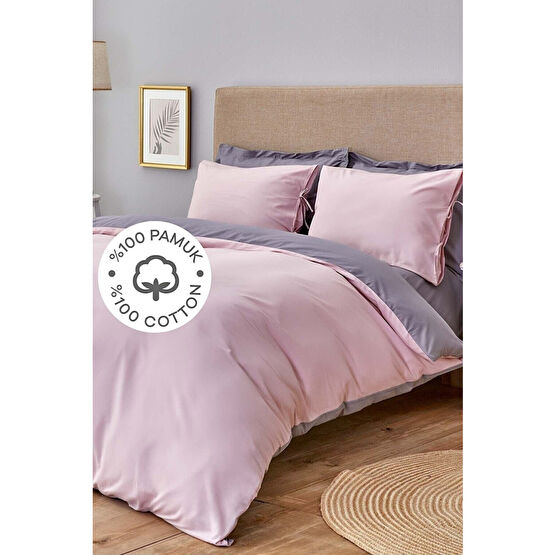 Sheri Home Basic Gül Kurusu Koyu Gri Çift Taraflı Çift Kişilik Nevresim 200x220 Pinkcastle Nevresim Takımı Fiyatı