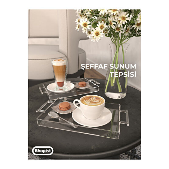 SHOPİST Pleksiglas Seffaf Dekoratif Sunum Tepsisi Şeffaf Tepsi 14*22cm 1 Adet Tutacakli Tepsiler / Fırın Kapları Fiyatı