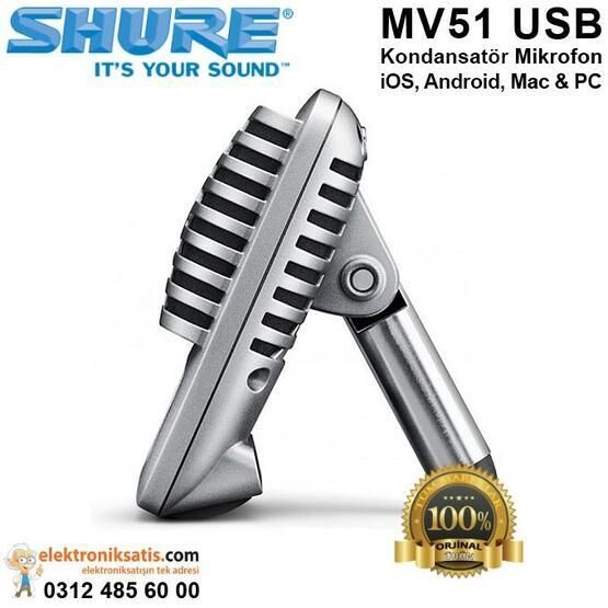 Shure MV51 Dijital Geniş Diyafram Kondenser Kayıt Mikrofonu