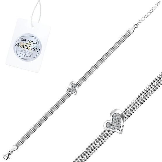 Silverlina Gümüş Kalp Swarovski Zirconia Taşlı Bileklik