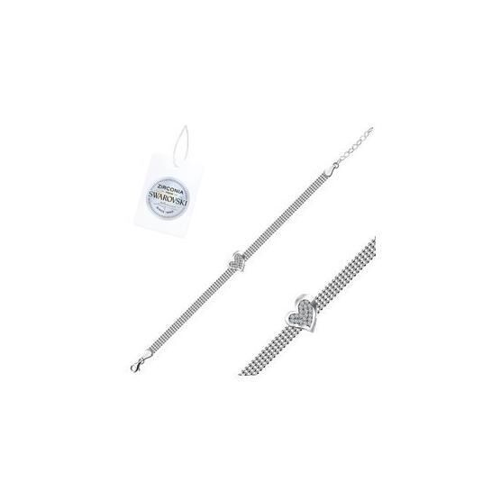 Silverlina Gümüş Kalp Swarovski Zirconia Taşlı Bileklik