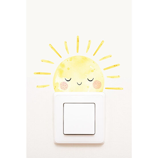 Sim Tasarım - Priz - Uykucu Güneş Dekoratif Priz Sticker - Sim765 15 x 14 Beden Duvar Stickerı Fiyatı