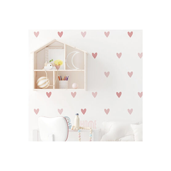 Sim Tasarım Star Works Soft Pembe Kalpler Oda Süsleme Dekoratif Sticker 110 x 40 Beden Duvar Stickerı Fiyatı