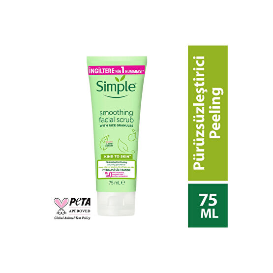 Simple Kind To Skin Pürüzsüzleştirici Peeling Saf Pirinç Granülleri Doğal Görünen Cilt 75 ml