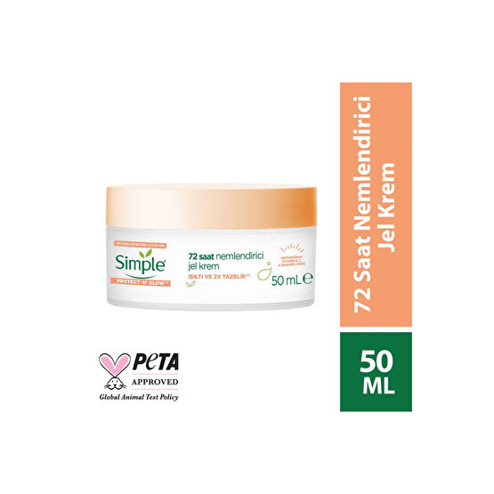Simple Protect n Glow 72 Saat Nemlendirici Jel Krem Işıltısını Kaybetmiş Ciltler Için 50 ml