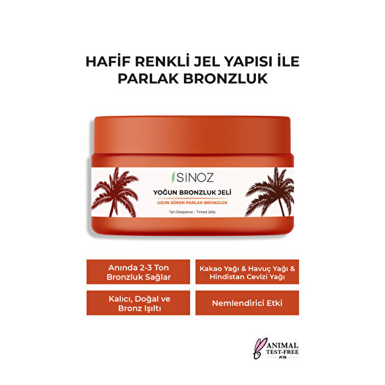 SİNOZ Yoğun Bronzlaştırıcı Jel 200 ml Hindistan Cevizi Kakao Havuç Yağı Içeren