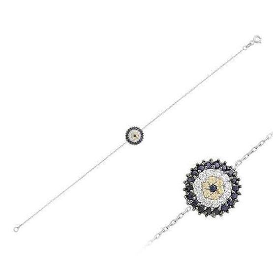 Sirius 0514B0002 Safir Ve Pırlanta Taşlı Nazar Boncuklu Bileklik