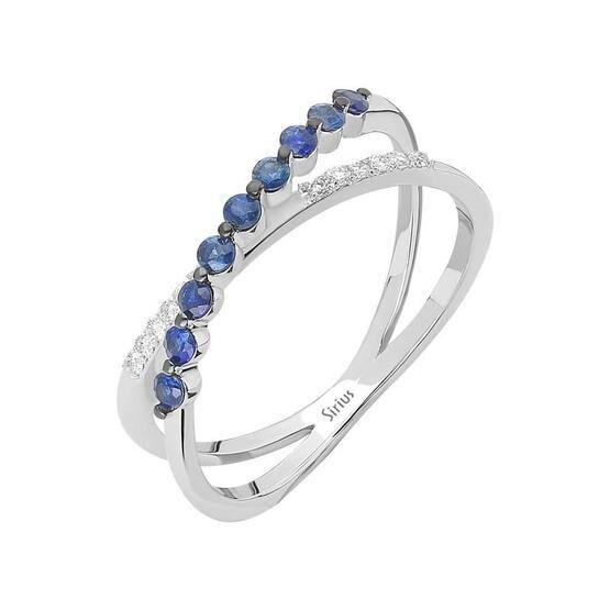 Sirius  0704R0383 Safir Taşlı ve Pırlantalı Orbit Yüzük
