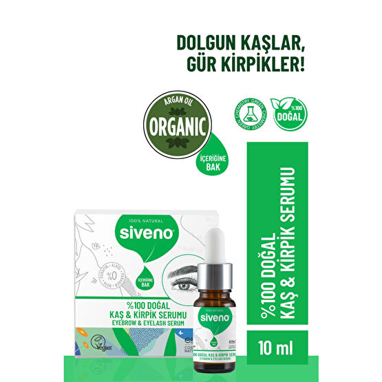 Siveno %100 Doğal Kaş Ve Kirpik Serumu Bitkisel Yoğunlaştırıcı Canlandırıcı Yoğun Bakım Yağı Vegan 10 ml