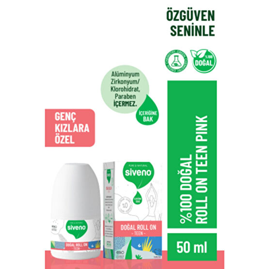 Siveno %100 Doğal Roll-on Teen Girl Genç Kız Deodorant Ter Kokusu Önleyici Bitkisel Lekesiz Vegan 50 ml Roll-Onlar Fiyatı