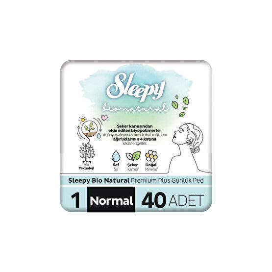 Sleepy Bio Natural Premium Plus Günlük Ped Normal 40 Adet Ped